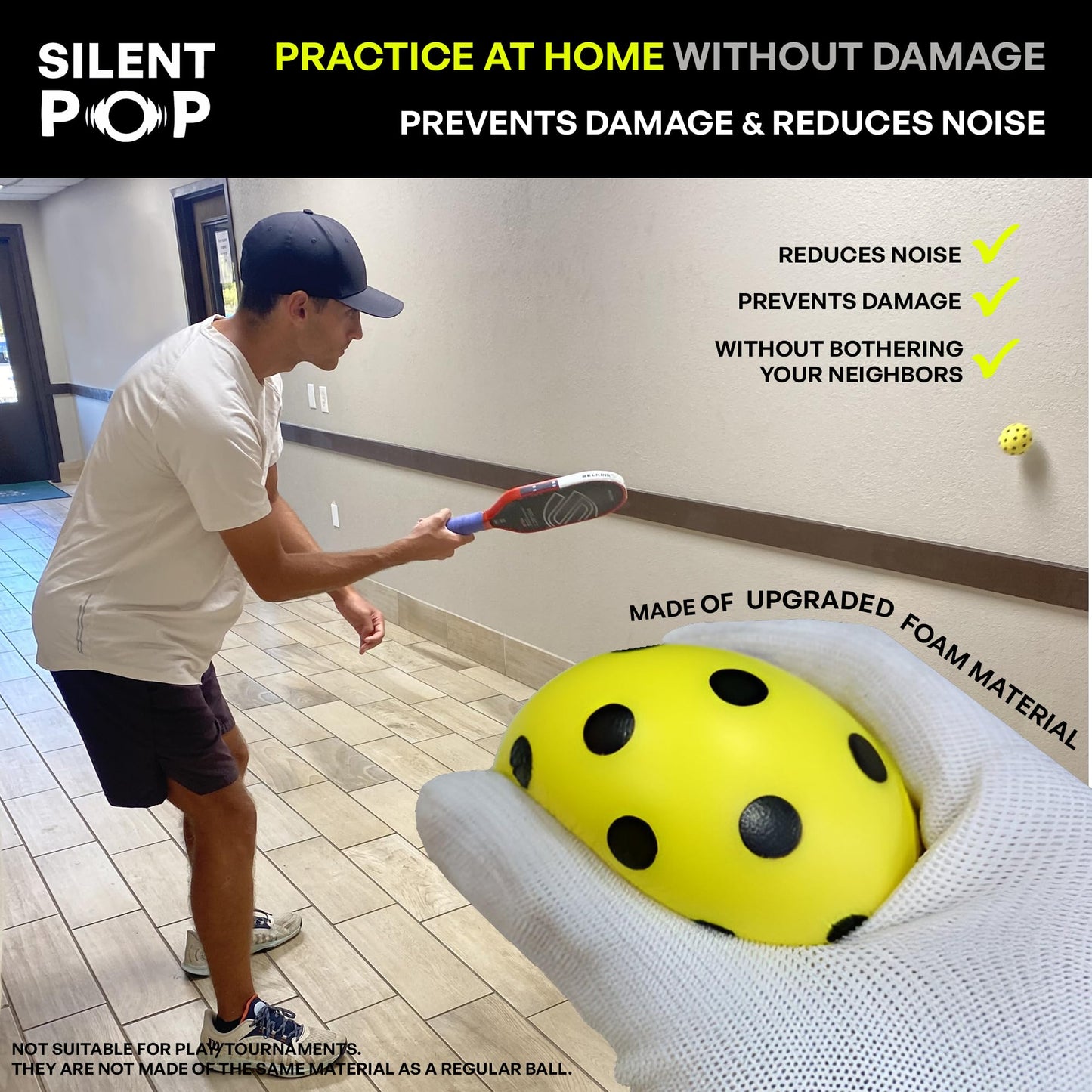 WES Silent Pickleball Balls - Foam & Soft Pickleball Practice Balls with Exact Real Ball Bounce - Quiet Pickleball Balls for Indoor Use