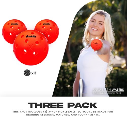 Franklin Sports X-40 Outdoor Pickleballs - Official USA Pickleball Tournament Balls | Regulation Size