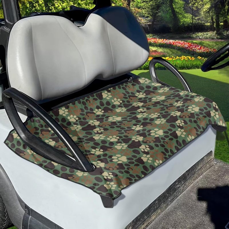 Tomeusey Golf Cart Seat Covers Dog Paw Print Seat Blanket Golf Cart Accessories Comfortable Club Car Seat Towel for 2 Person Seats,Golf Cart Essentials