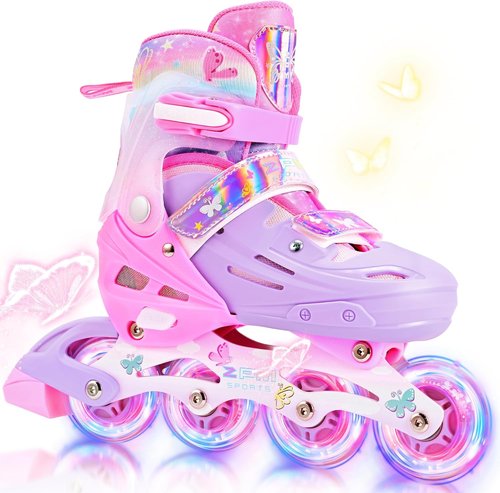2PM SPORTS Inline Skates for Kids - Adjustable Light-Up Roller Skates for Ages 5-12 | Indoor & Outdoor Fun