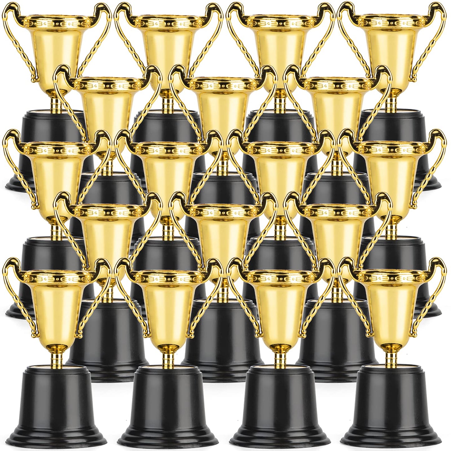 24 Pack Gold Award Trophy, 5 Inch Plastic Golden Mini Trophies Cup For Halloween Party Favors, Kids Classroom School Rewards, Competition Or Celebration Awards Props, Sports Tournament Winning Prizes