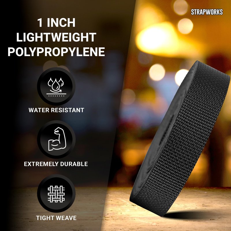 Strapworks Lightweight Polypropylene Webbing - Poly Strapping for Outdoor DIY Gear Repair, Pet Collars, Crafts - 1 Inch x 50 Yards - White