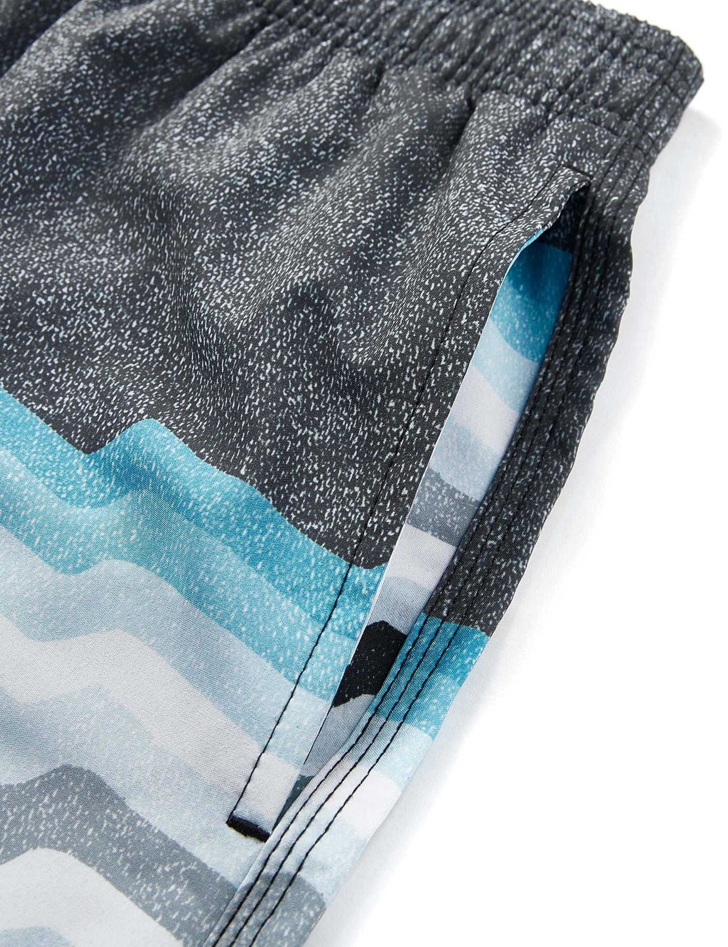 ELETOP Men's Swim Trunks Quick Dry Bathing Suit Swimming Board Shorts Mesh Lining Beach Swimwear Stripe Blue Grey 3XL