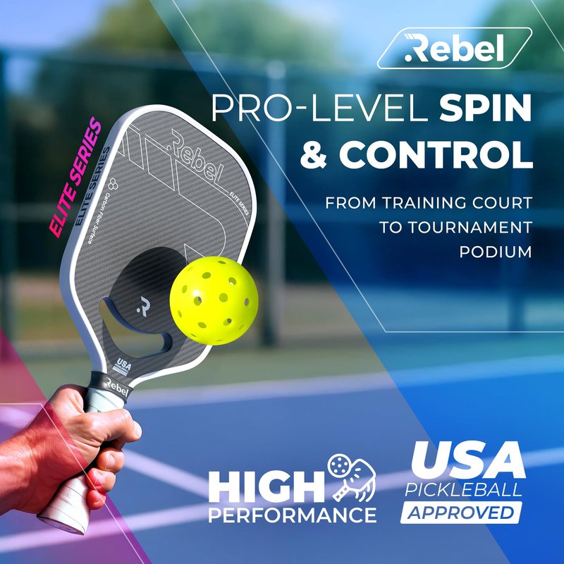 Pickleball Paddle Carbon Fiber | Professional Carbon Fiber Pickleball Paddle | 16mm Polymer Core | Designed for Maximum Control and Power | USAPA Approved | Designed in San Diego