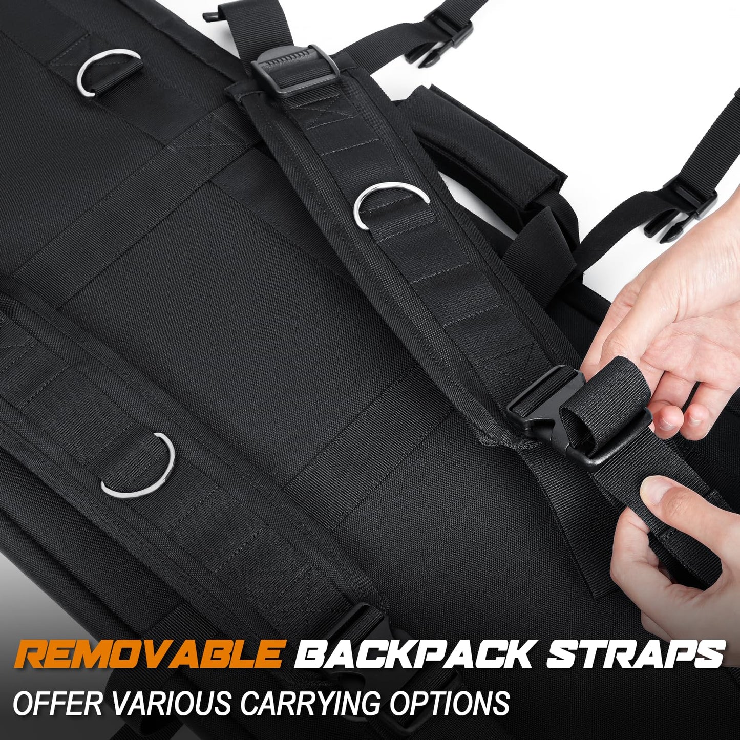 DULCE DOM 42 Inch Rifle Bag, Soft Double Rifle Case for Firearm Storage and Transportation, Tactical Portable Long Gun Case Carrying Backpack with Molle for Shooting Range Hunting Outdoors