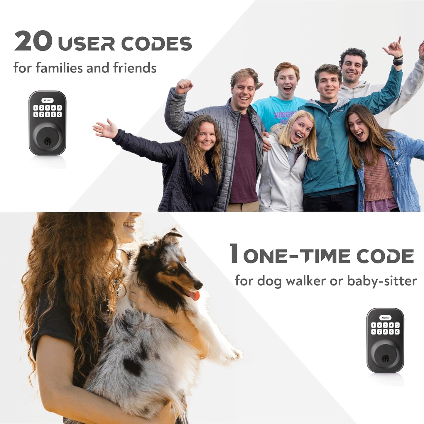 Brushed Nickel Keypad Deadbolt Lock - Electronic Keyless Front Door Auto Lock with Anti-Peeping Code