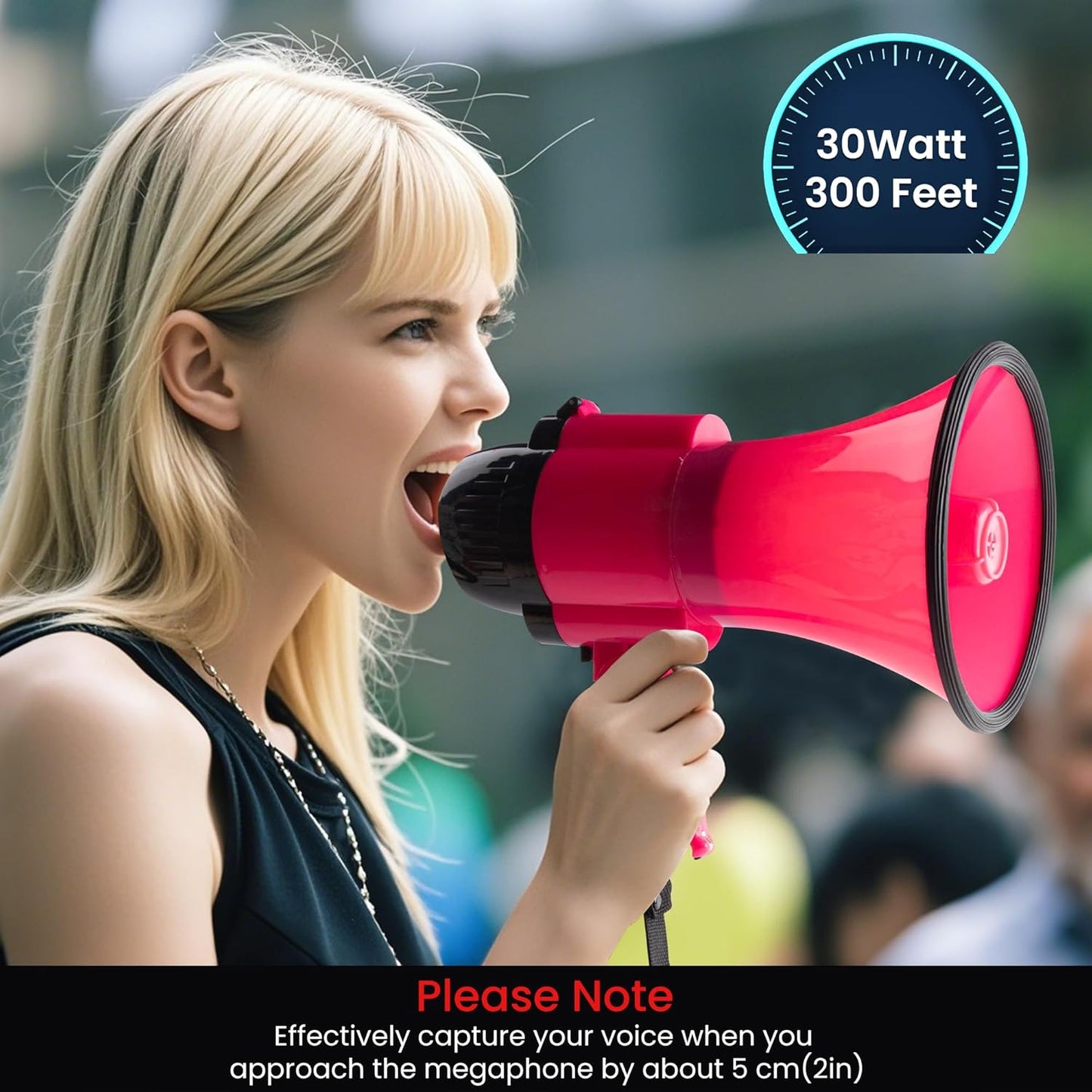 MyMealivos 30W Megaphone - Adjustable Volume Control & Siren - 800 Yards Range for Sports Events