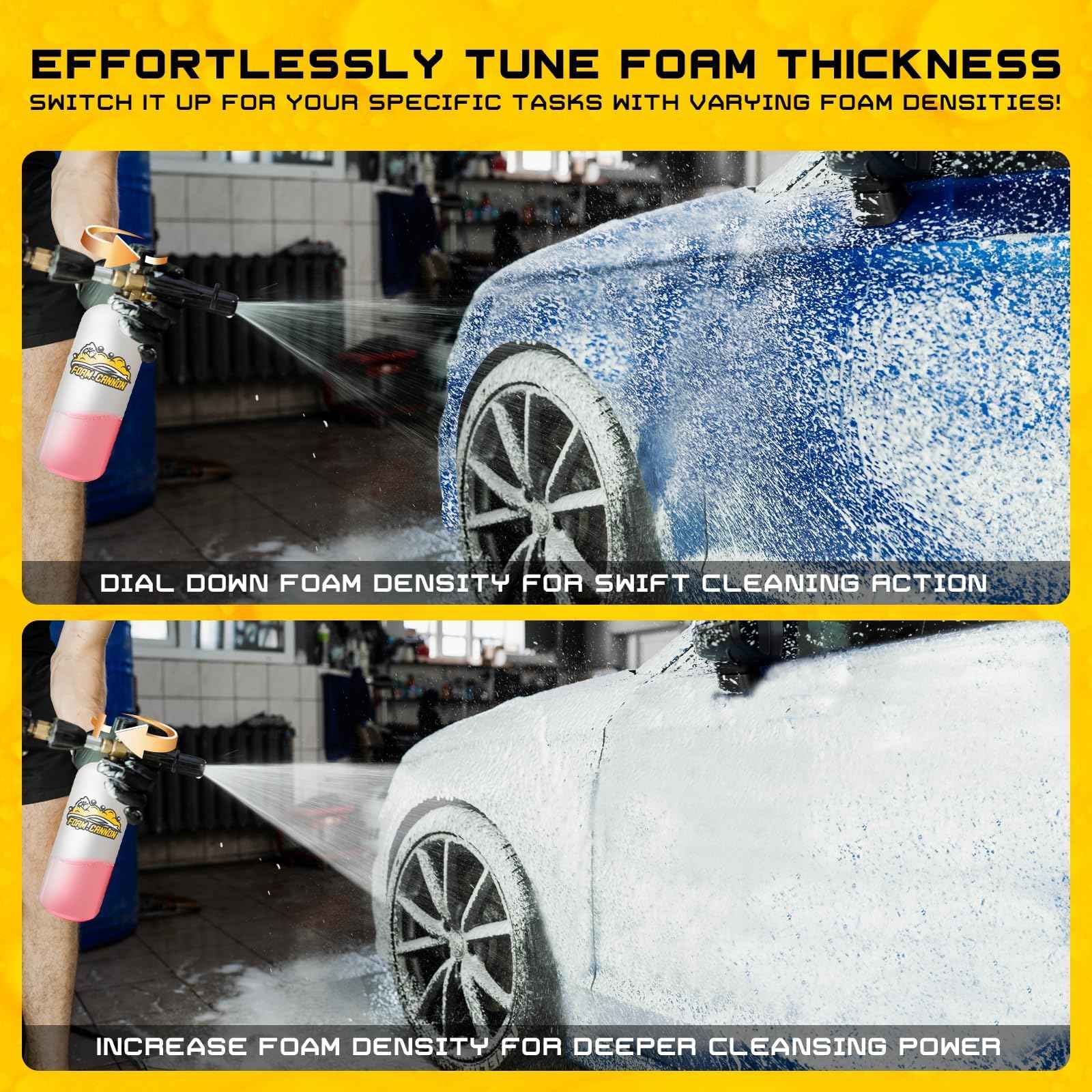 SOFIPE Foam Cannon Kit, 1L Bottle with 5 Pressure Washer Nozzle Tips & Turbo Nozzle, 1/4 Inch Quick Connector, 4000 PSI Max, Compatible with Gas Pressure Washers&Electric Pressure Washers