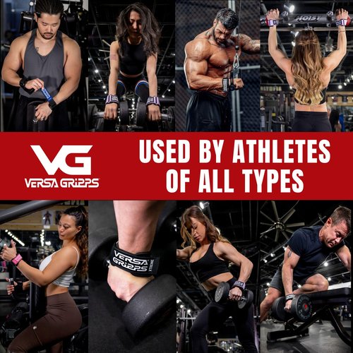 Versa Gripps Pro, Made in USA, Wrist Straps for Weightlifting Alternative, Best Training Accessory, XS, Purple