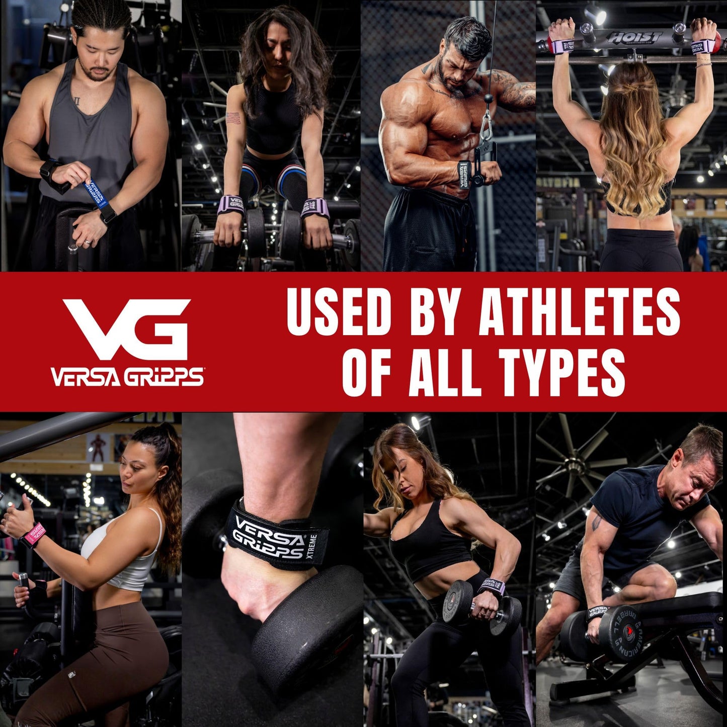 Versa Gripps Pro, Made in USA, Wrist Straps for Weightlifting Alternative, Best Training Accessory, R/L, Purple