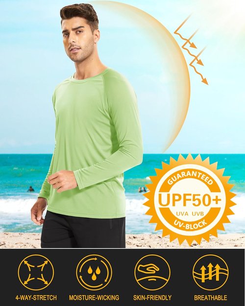 MAGCOMSEN Men's Long Sleeve Athletic Shirts - UPF 50+ UV Sun Protection for Hiking & Running