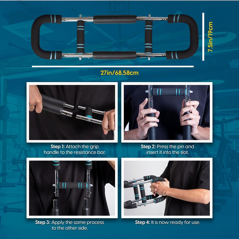 HAZBA Twister Arm Trainer, Adjustable 3 Resistance Levels (20-60 lbs) Chest Workout Equipment, Portable Chest Trainer for Men & Women, Anti-Slip Handles Arm Workout Equipment, Gorilla Bar