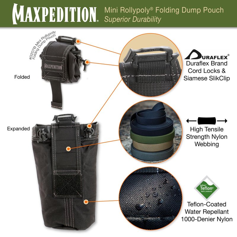 Maxpedition Mini Rollypoly Folding Dump Pouch (Black)