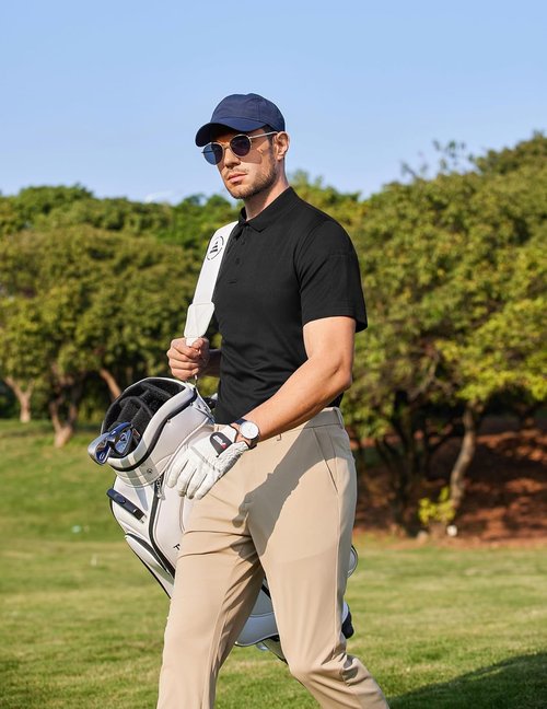 COOFANDY Men's Quick-Dry Polo Shirts - Short Sleeve Tactical Golf Shirt with Pen Pocket