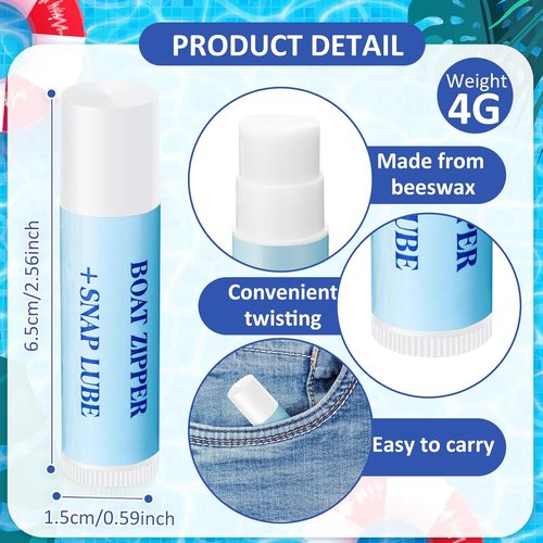BBTO Snap and Zip Wax - Zipper Lubricant Stick for Boats, Tents, Backpacks & Drysuits