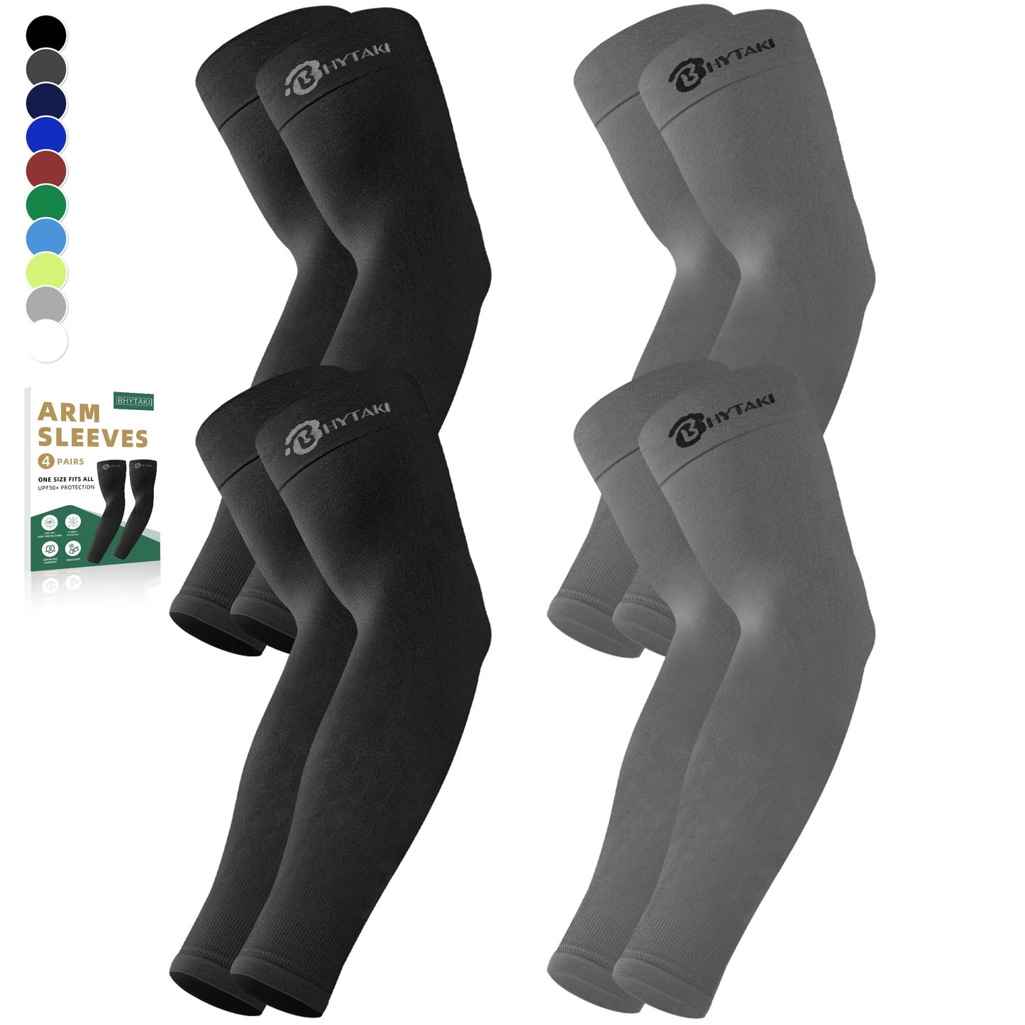 BHYTAKI Cooling Compression Arm Sleeves for Men Women,UPF50 UV Sun Protection Sleeves for Work Sport Tattoo Cover Up