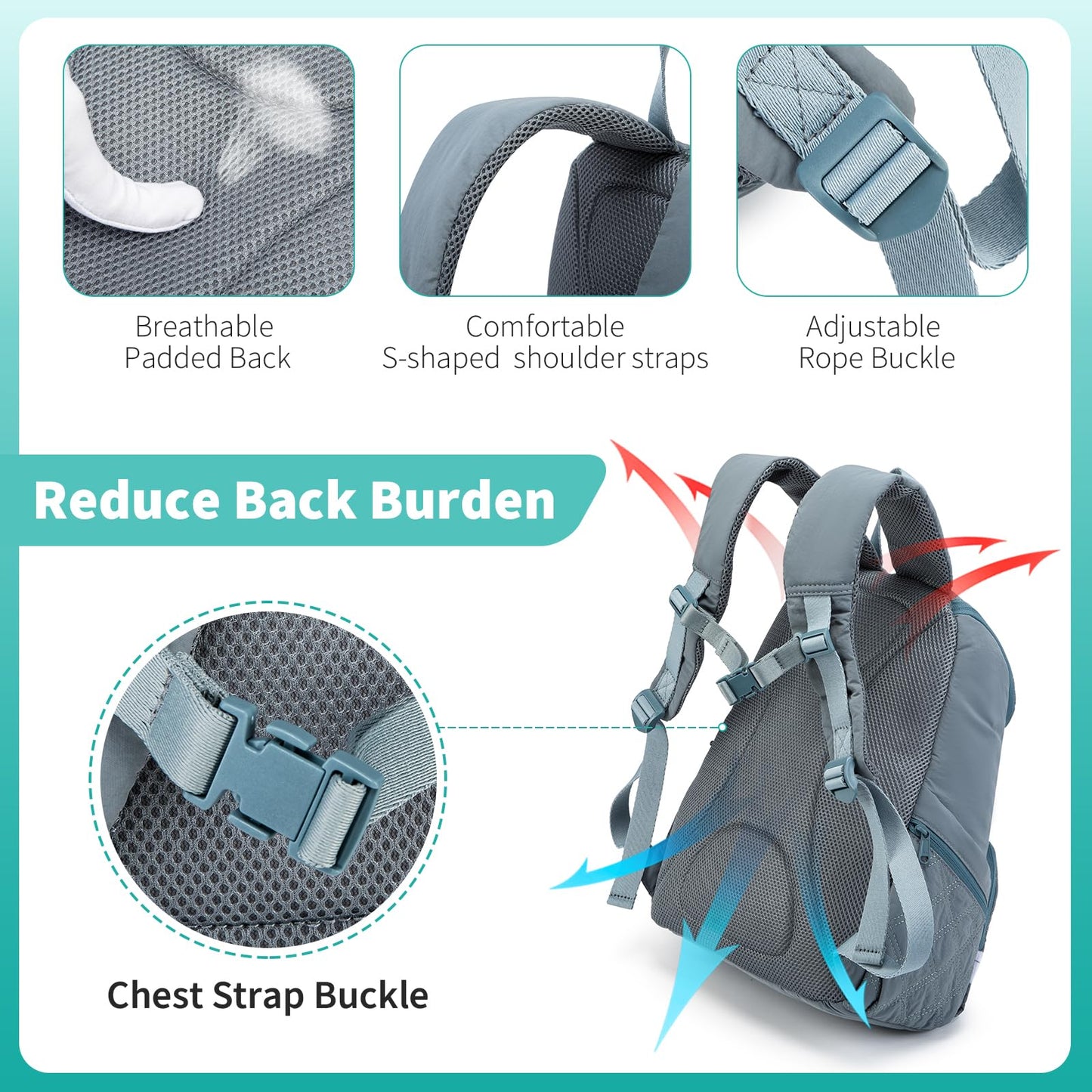 NOL Natural Organic Lifestyle Women's Quilted Puffer Backpack, Large Waterproof Lightweight Puffy Bookbag, Carry on Daypack for Travel, Work (Dusty blue)