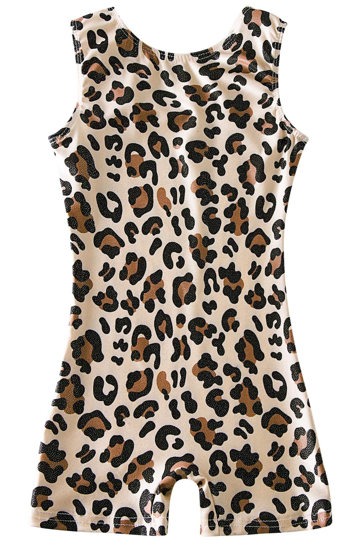 uideazone Gymnastics Leotards for Girls Quick Dry Leopard Printed Unitards Biketards Gym Outfits Kids Children Dance Unitards with Shorts Size 7 8