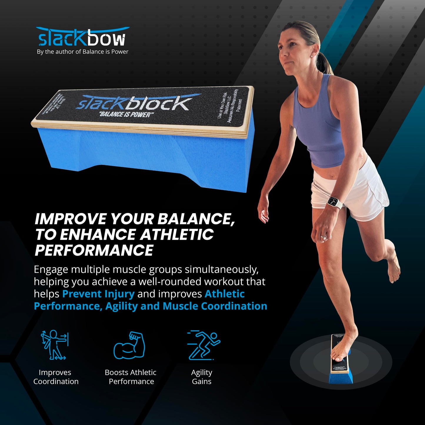 SlackBow SlackBlock Athletic Balance Trainer – Improve Balance, Stability, and Athletic Performance – Condition Your Body and Prevent Injury - Compact and Portable – 13”