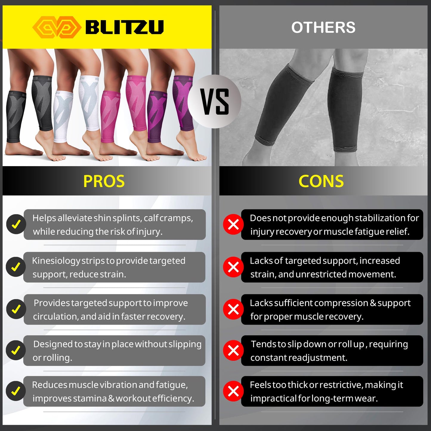 BLITZU Calf Compression Sleeve for Women and Men, Shin Splint Sleeves for Varicose Veins, Nursing, Pregnancy, Running, Footless Compression Socks Support for Calf Muscle Pain Relief Nude XXL