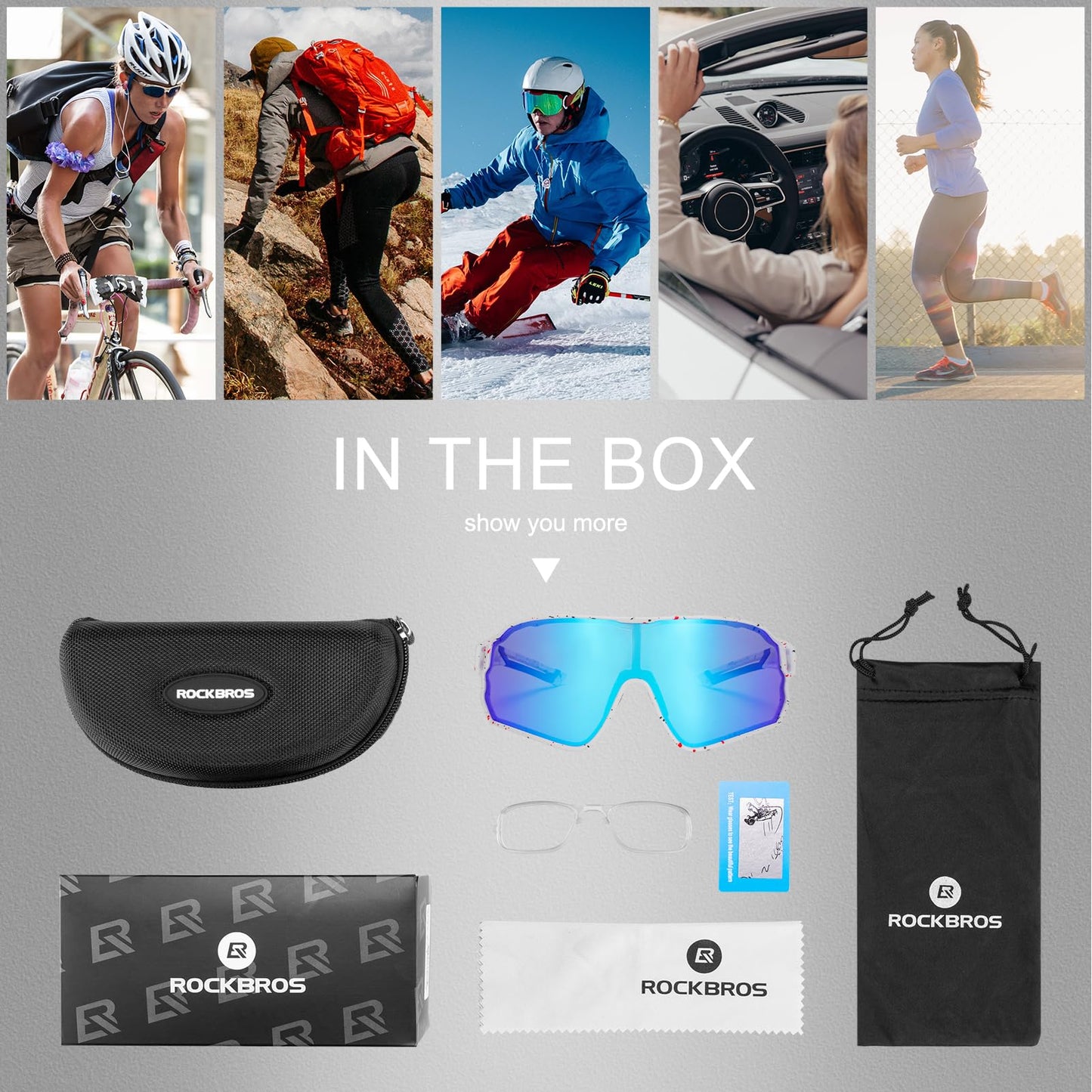 ROCKBROS Polarized Sports Sunglasses Cycling Sun Glasses -UV400 Protection