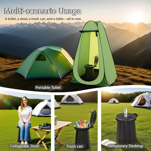 KOKSRY XXL Heavy Duty Portable Toilet for Adults - 880lbs Capacity, Adjustable Height up to 19.7", Collapsible Toilet for Camping, Truck Drivers, Construction Sites