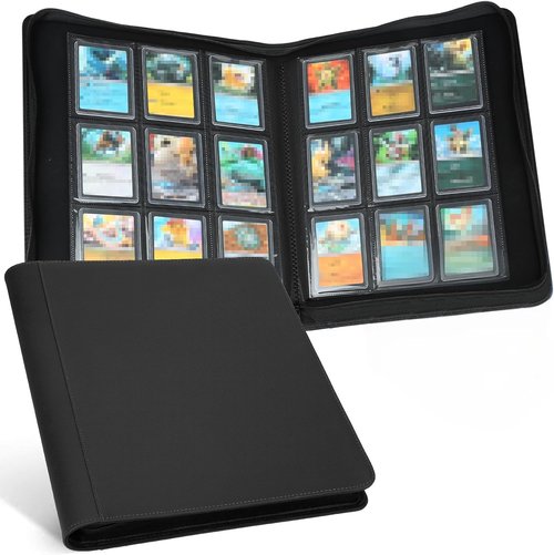 GERMUN Toploader Binder - Holds 324 Toploaders | 9 Pocket Double-Sided Storage for 3 x 4'' Cards - Diamond Black