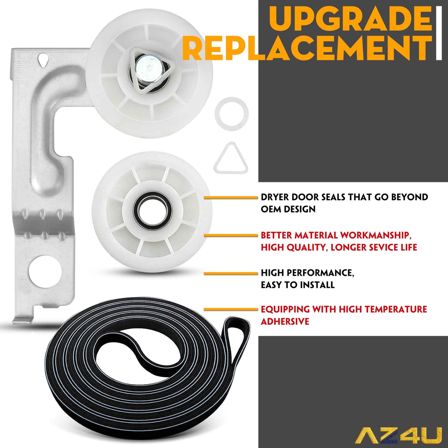 For Maytag MEDE500VW1 MEDC215EW1 MEDB835DW3, Whirlpool Duet WED9150WW1, 9050XW1 WGD9200SQ0 WGD8600YW1 GEW9250PW1 WED9400SW2 WED9200SQ0 Replaces Dryer Idler Pulley With Bracket And Dryer Drive Belt