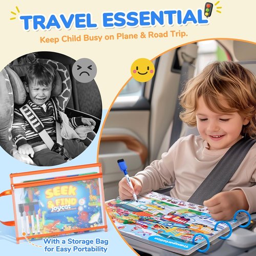 JoyCat Seek & Find Game Books - Engaging Preschool Learning Activity for Ages 3-5 | Perfect Travel Toy for Road Trips and Airplanes