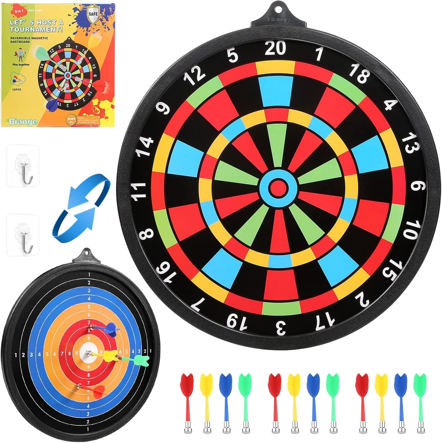Skiennix Magnetic Dart Board - Safe Indoor & Outdoor Game for Kids | 12 Darts Included, Perfect Gift for Ages 8-14