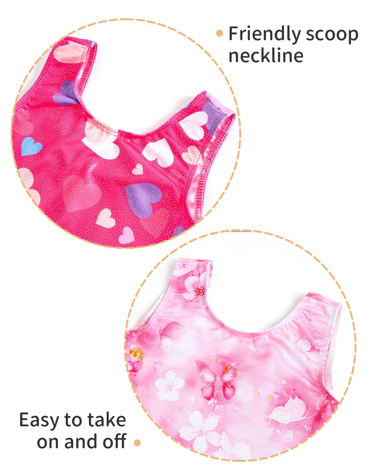 Nokecina Girls Gymnastics Leotards Size 8-9 Years 2 Pack Sparkly Pink Biketards Stretchable Unitards for Tumbling Class