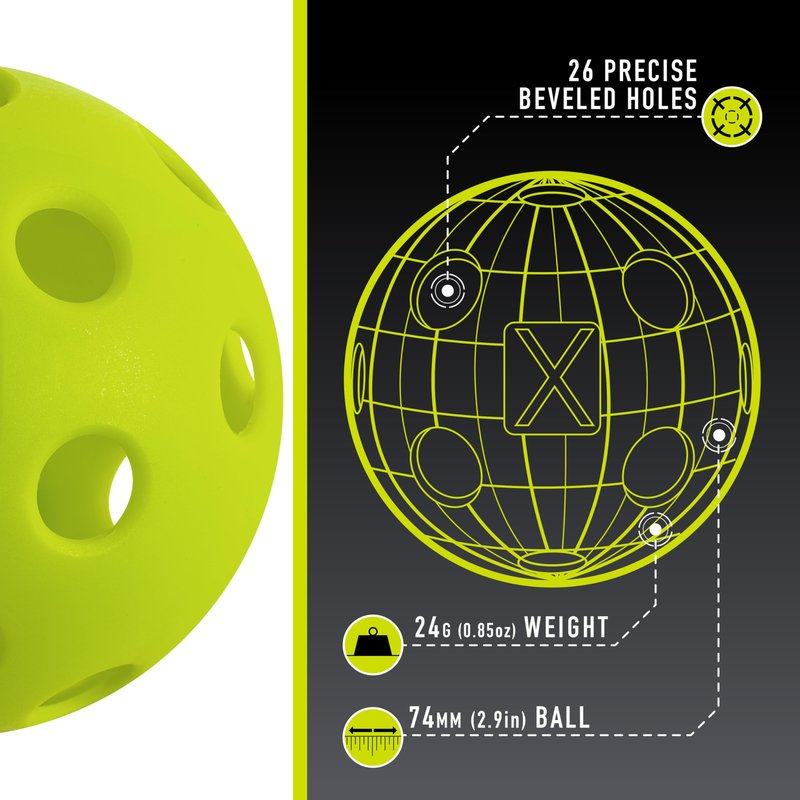 Franklin Sports X-26 Pickleballs - Indoor - 3 Pack - USAPA Approved - Optic