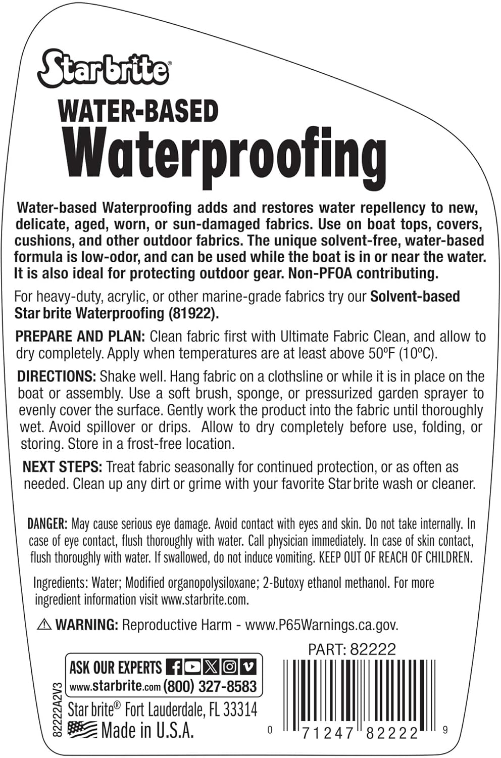 Star Brite Waterproofing Spray - Low-Odor Water-Based Formula for UV Protection & Fabric Restoration