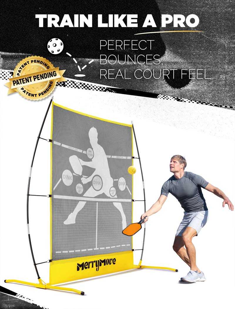 MerryMove Pickleball Practice Rebounder Net: Pickleball Rebounder or 6FT Mini Pickle Ball Net Portable for Outdoor Driveway Backyard and Indoor Garage - 2in1 Trainer for Dink Volley Training