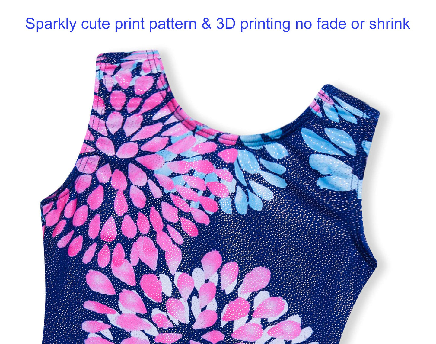 Domusgo Gymnastics Leotards for Girls 5-6 Years Old Round Flowers Blue