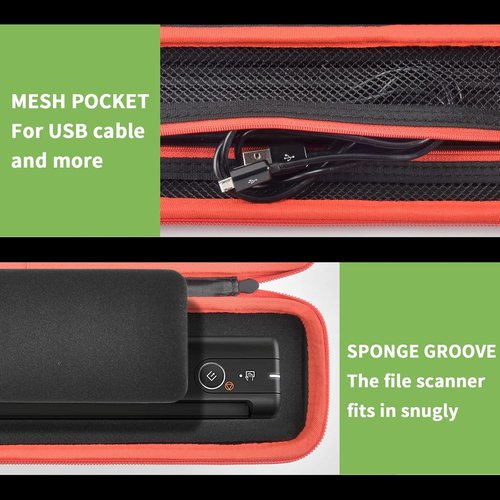 Epson Portable Scanner Case - Hard Carrying Case with Handle & Mesh Pocket for USB | Black