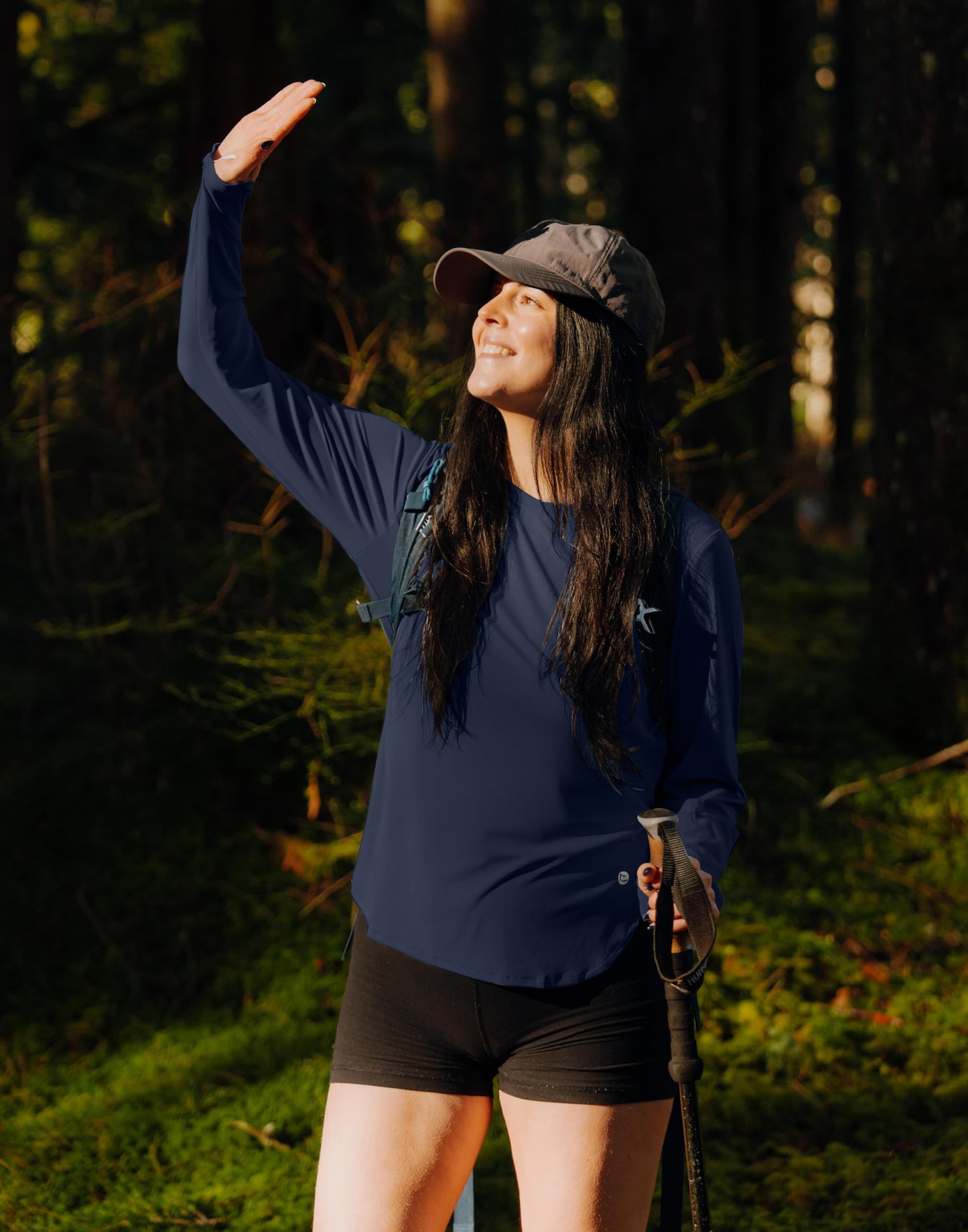 Women's Sun Shirts UPF 50+ Long Sleeve UV Protection Shirt Lightweight Quick Dry Workout Hiking Tops for Women(Navy,S)