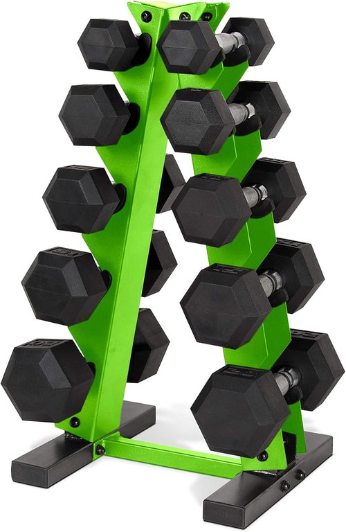 CAP Barbell 150 LB Coated Hex Dumbbell Set - Includes Vertical Rack | Multiple Color Options