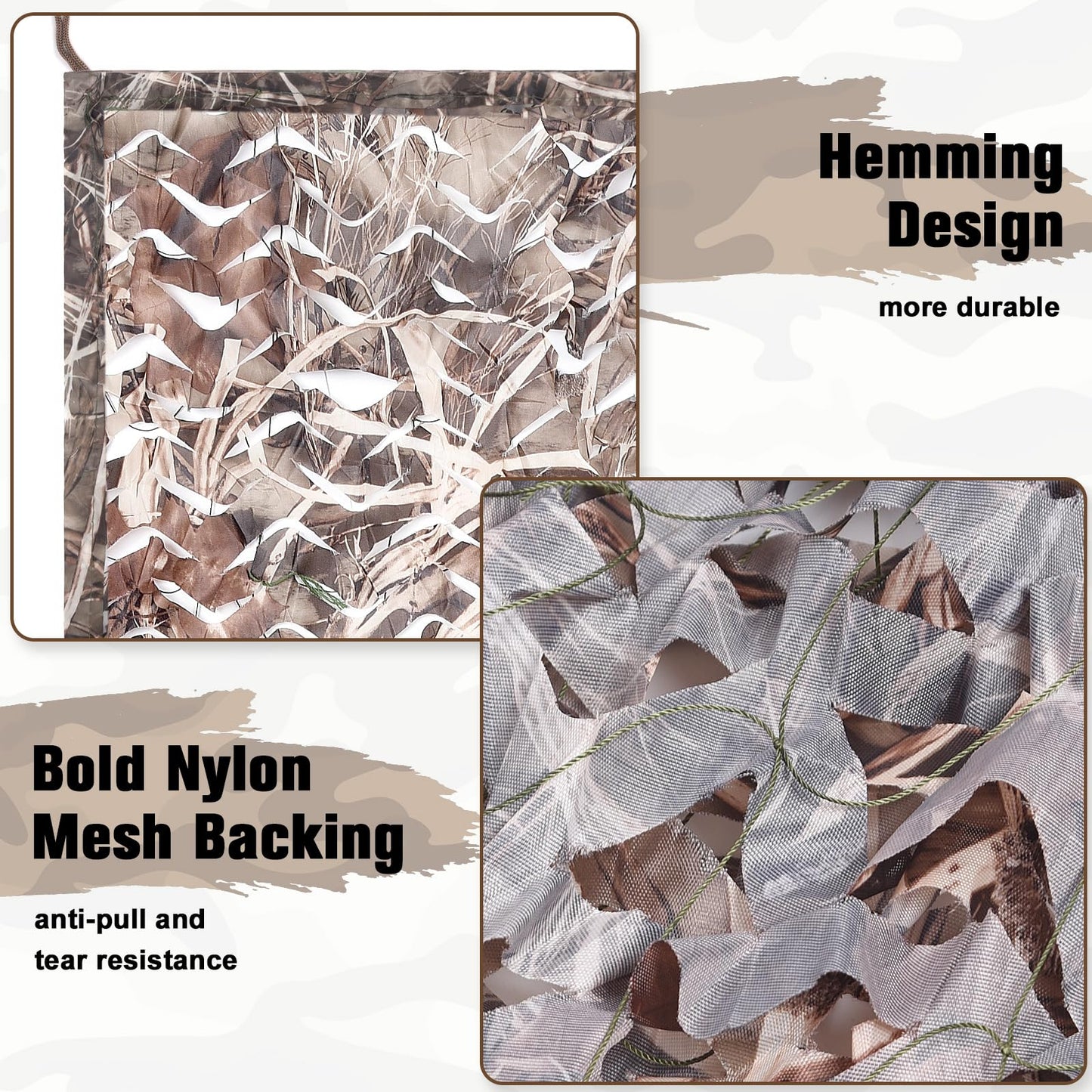 Yeacool Mesh Camo Netting Camouflage Netting Military Surplus Hunting Blind Net for Military Theme Party Decorations Backdrop Sunshade Car Cover Camping Shooting (Dry Grass, 6.5ftx10ft, 2m*3m)