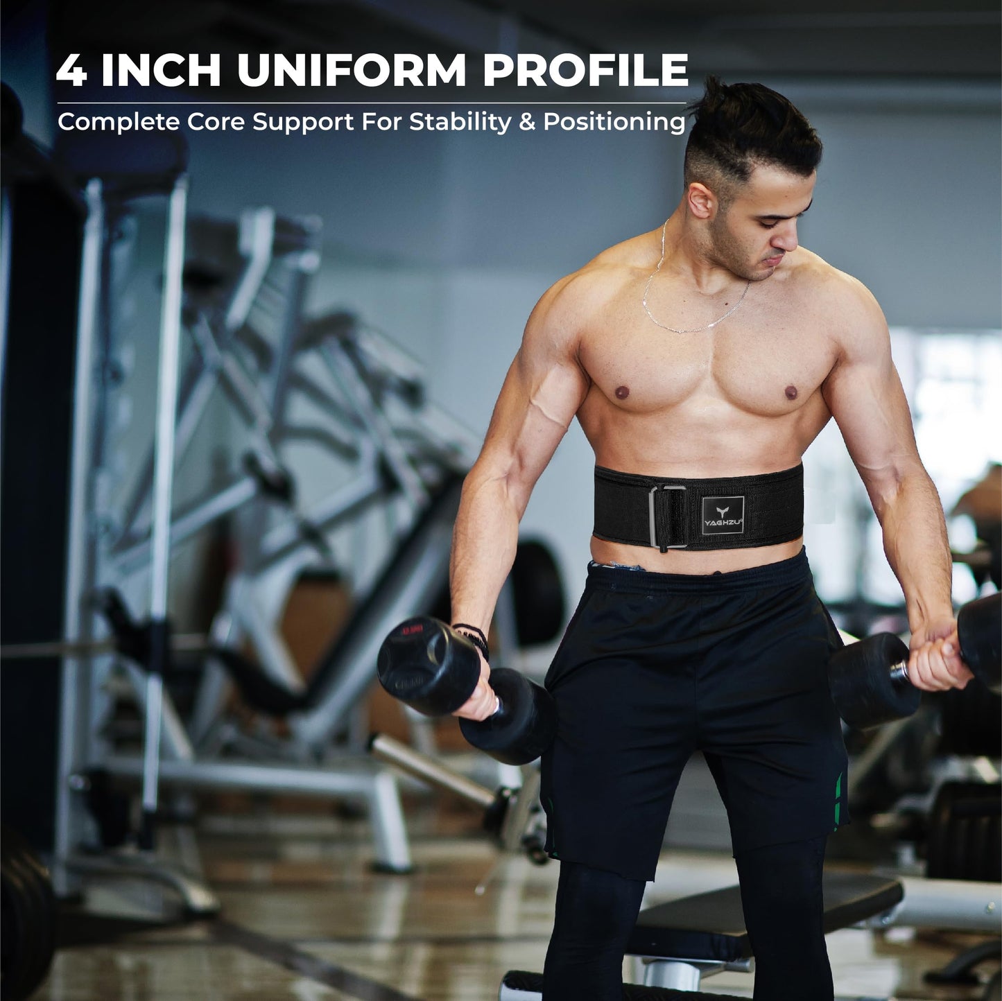 Quick Locking Weight Lifting Belt - Adjustable Lifting Belt for Powerlifting, Squat, Deadlift and Back Support, 4 inch Gym Belt for Men and Women (Black, Medium)