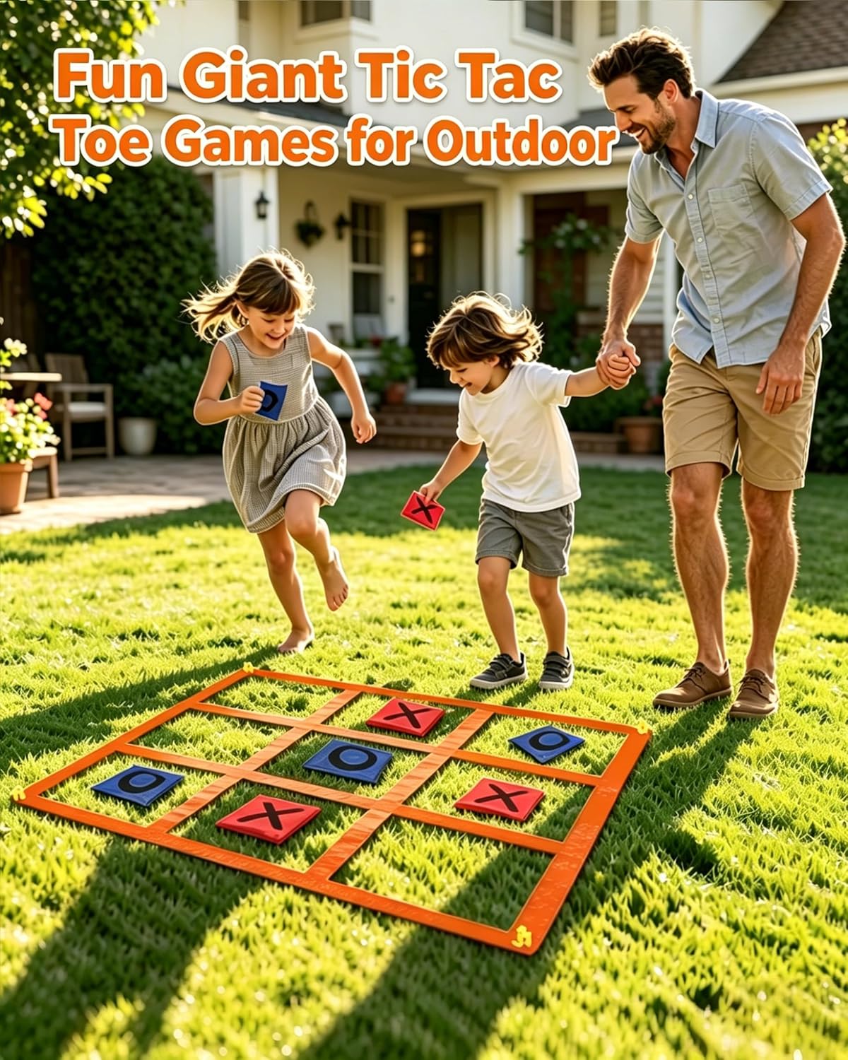 Skiennix 2-in-1 Outdoor Giant Tic Tac Toe & Bean Bag Toss Game | Fun for Kids & Adults, Perfect for Yard Parties