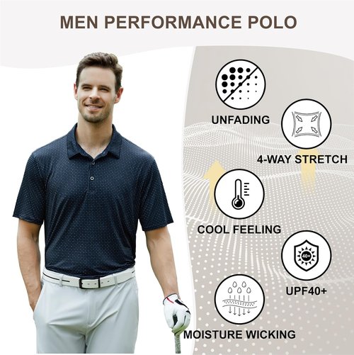 Damipow Golf Shirts for Men - Premium Dry Fit Performance Polo | Short Sleeve Collared Design