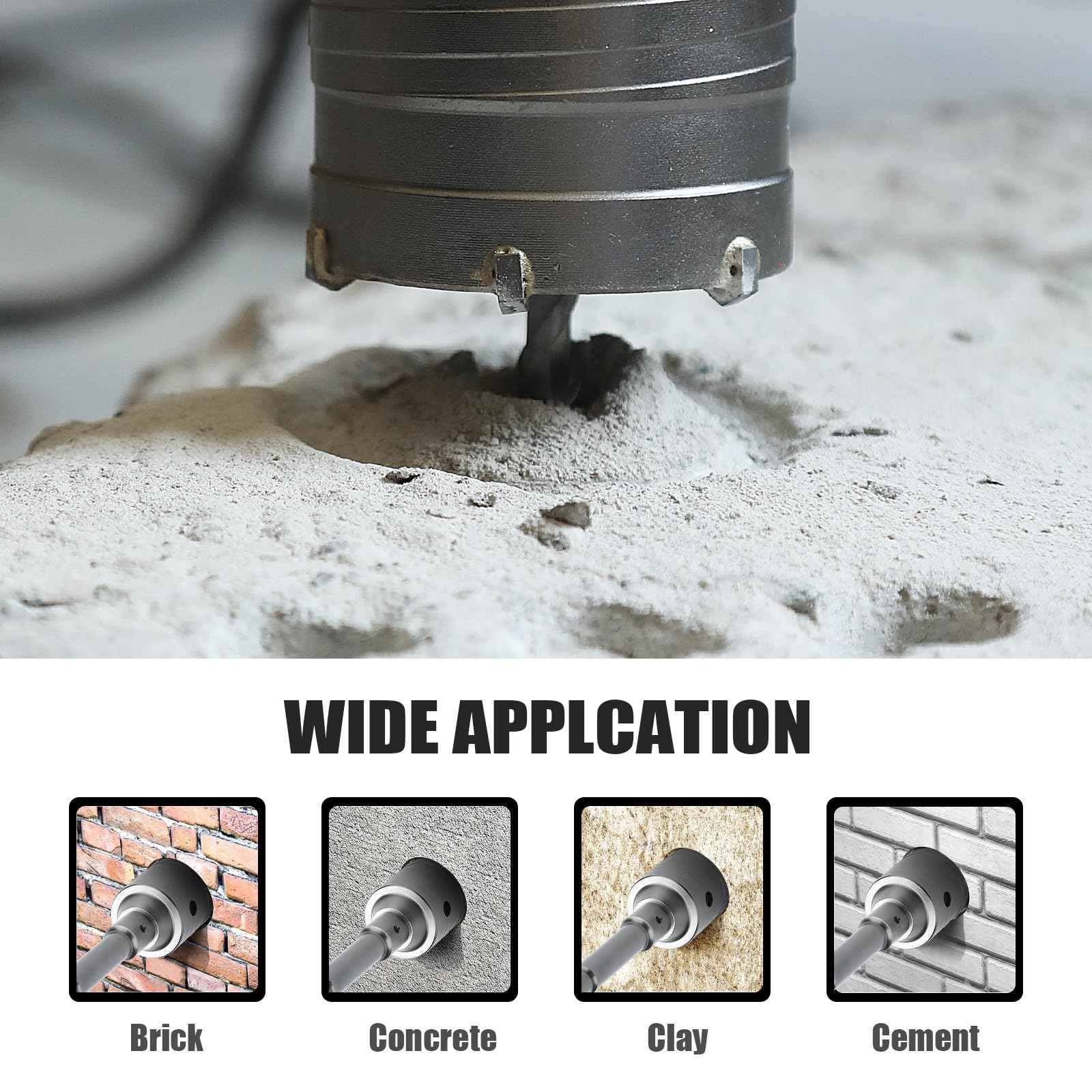 2 inch / 51mm Concrete Hole Saw with SDS Plus Shank Connecting Rod,Concrete Drill Bit,6.3mm Tungsten Carbide Tip Cement Hole Saw for Concrete Cement Brick Wall (51mm (2 inch))