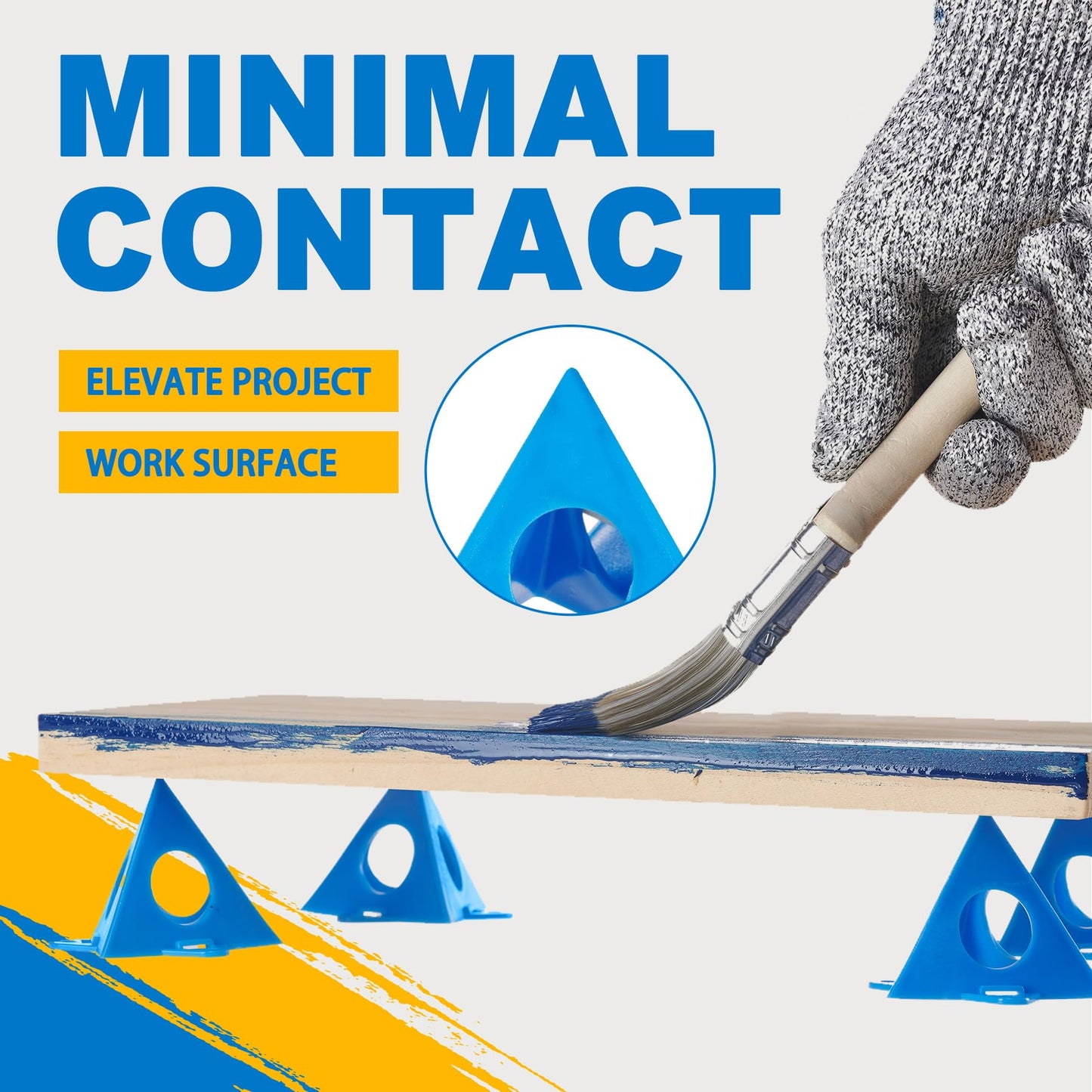 KATA Painters Painting Pyramid Stands - 36pcs Paint Triangle Stand Cabinet Door Risers 3pcs Paint Brushes Kit for Furniture Canvas Support Painting, Professional Household Art DIY Projects Supplies