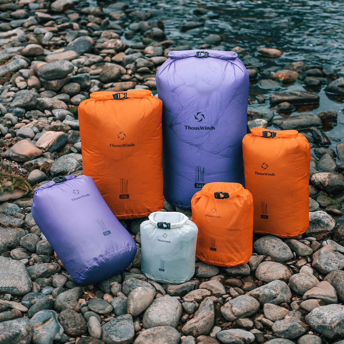 Thous Winds Waterproof Dry Bag - 12L Lightweight Roll Top Storage Sack for Travel & Outdoor Activities
