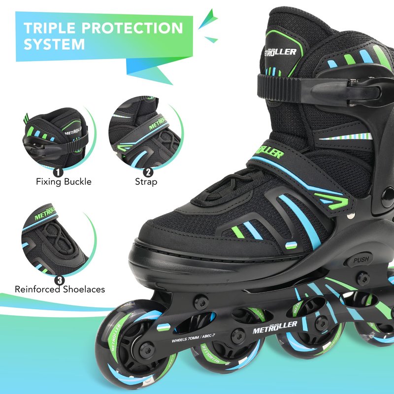 METROLLER Adjustable Inline Skates for Girls Boys with Light up Wheels Roller Skates Kids Youth Fun Beginner Blades Youth Ages 5-8 8-12 Adults Outdoor