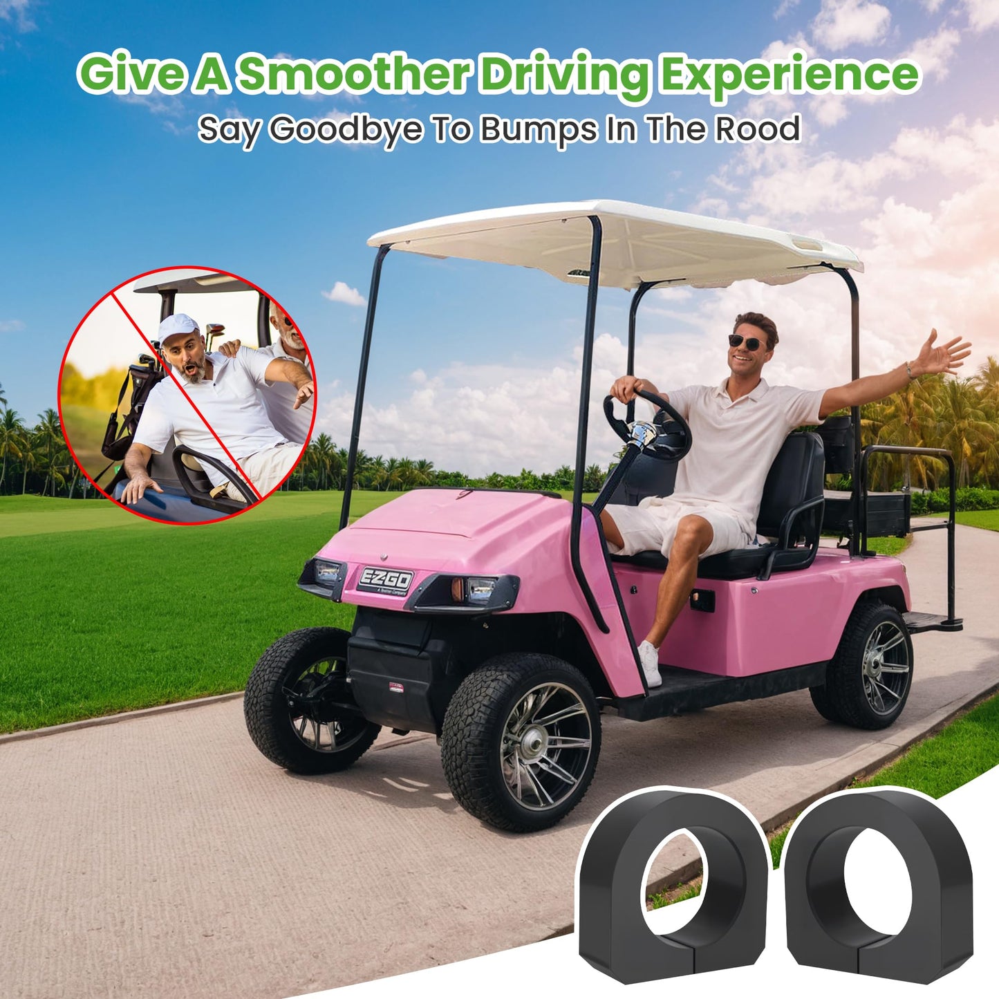 10L0L Golf Cart Rear Bushing Kit for EZGO TXT Medalist 1994-2008 Golf Cart - Durable Replacement Parts, OEM# 72117G01, 2-Pack