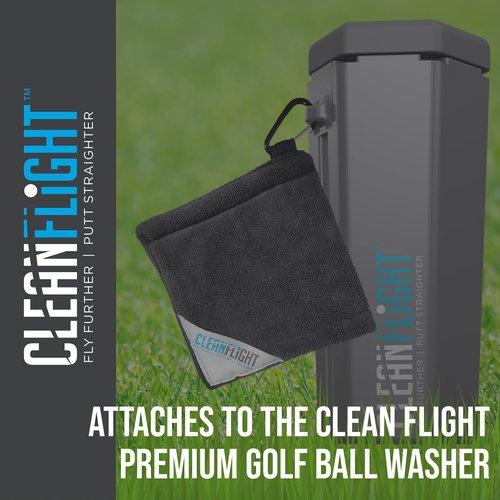 Clean Flight Premium Golf Ball Washer - Hat and Golf Ball Towel Set. Portable Cleaner for Golf Bag or Cart - Best Golf Accessories Gifts for Men & Women. (Washer - Towel - Cap)