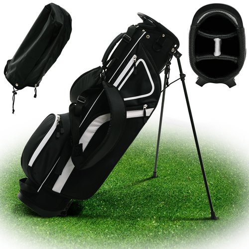 Ultra-Lite Golf Stand Bag - 3 Lbs, 4 Way Divider Portable Golf Club Carry Bag, Water-Repellent Golf Travel Case with Rain Hood, Golf Gifts for Men and Women (Black)