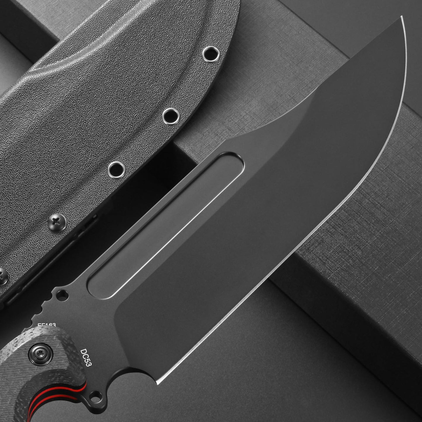 Eafengrow EF163 Fixed Blade Knife DC53 Steel Blade Micarta Handle Full Tang Heavy Duty Fix Knifes for Outdoor Camping Hunting(Black)